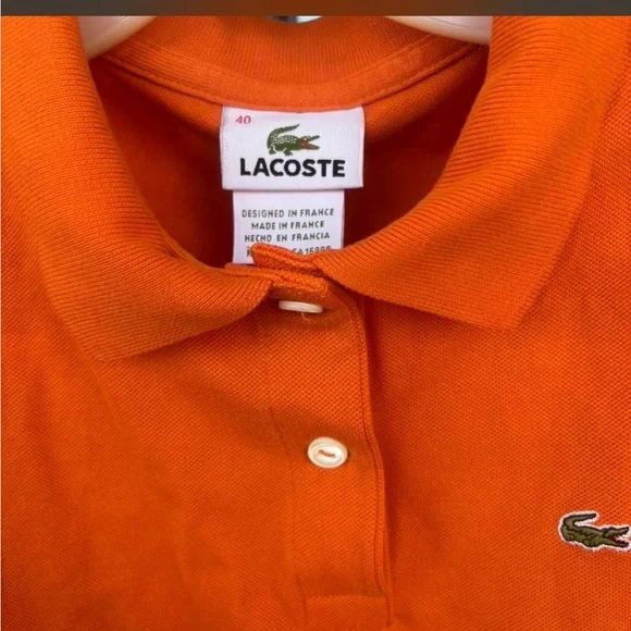 Lacoste Orange Polo with Green Crocodile Logo - Picture 5 of 5